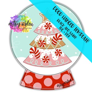 TEMPLATE Door Hanger: Gingerbread Tree Snowglobe