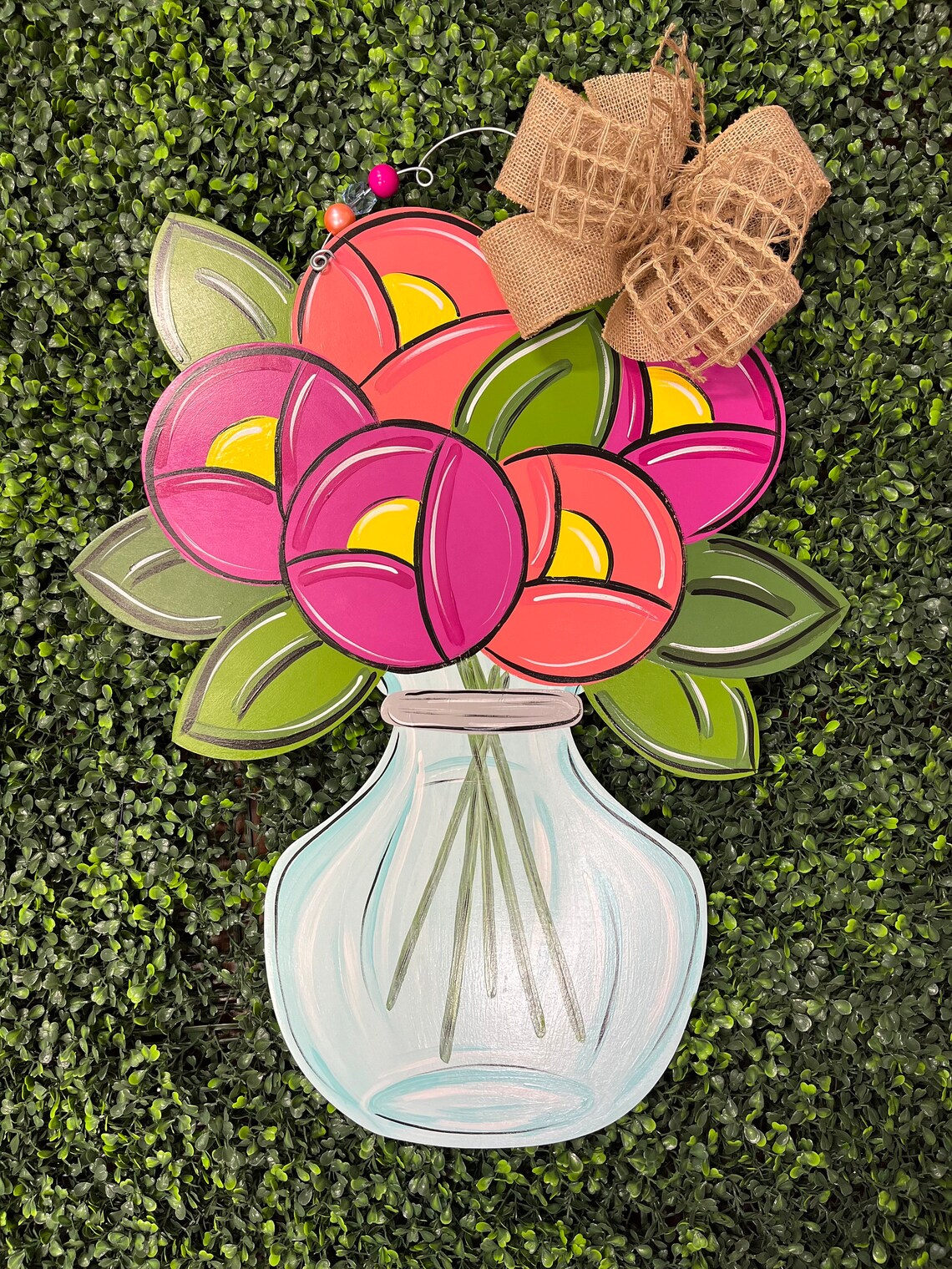 Floral Bulbs in Glass Vase Door Hanger Etsy