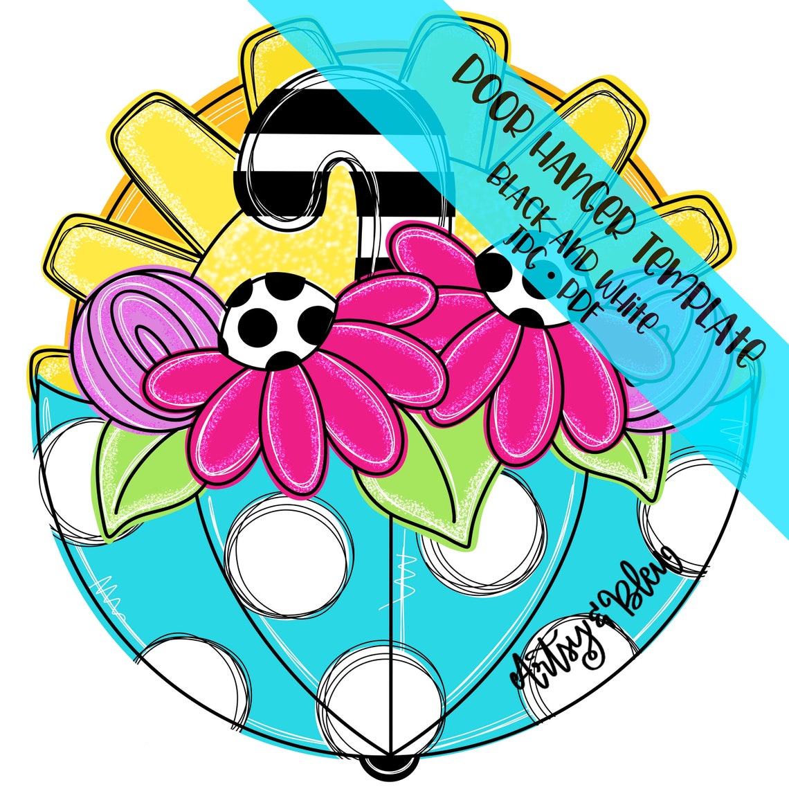 Door Hanger TEMPLATE: Umbrella Sunshine - Etsy