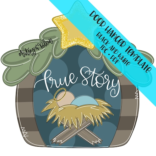 TEMPLATE Door Hanger: True Story Manger Etsy