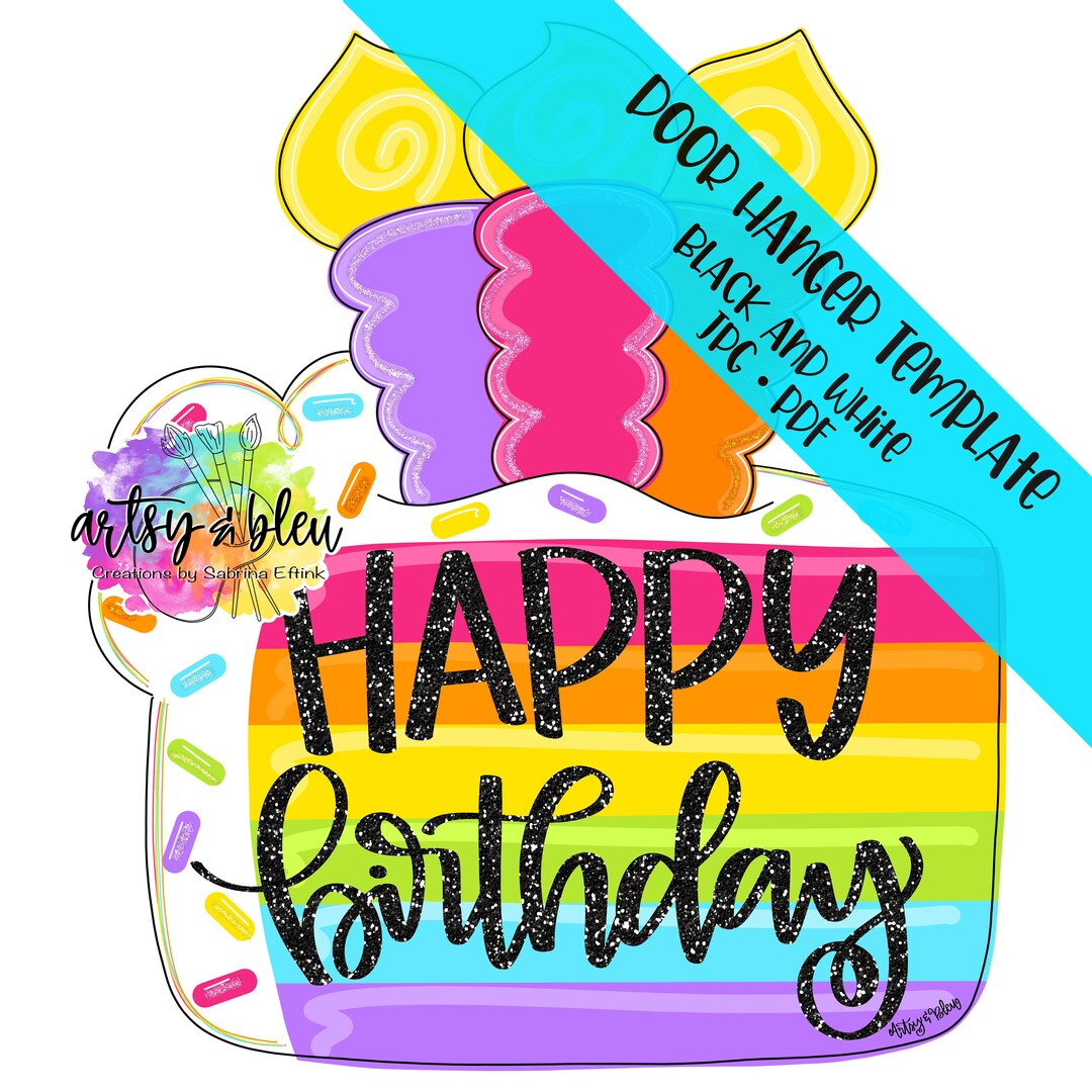 TEMPLATE Door Hanger: Happy Birthday Cake - Etsy