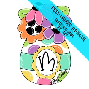 Door Hanger TEMPLATE: Floral Monogram Easter Egg