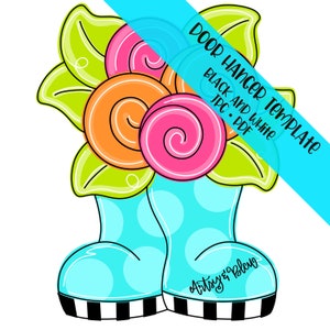 Door Hanger TEMPLATE: Floral Rainboots