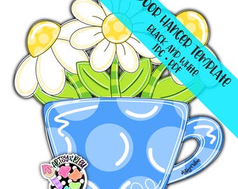 Door Hanger TEMPLATE: Cup of Daisies
