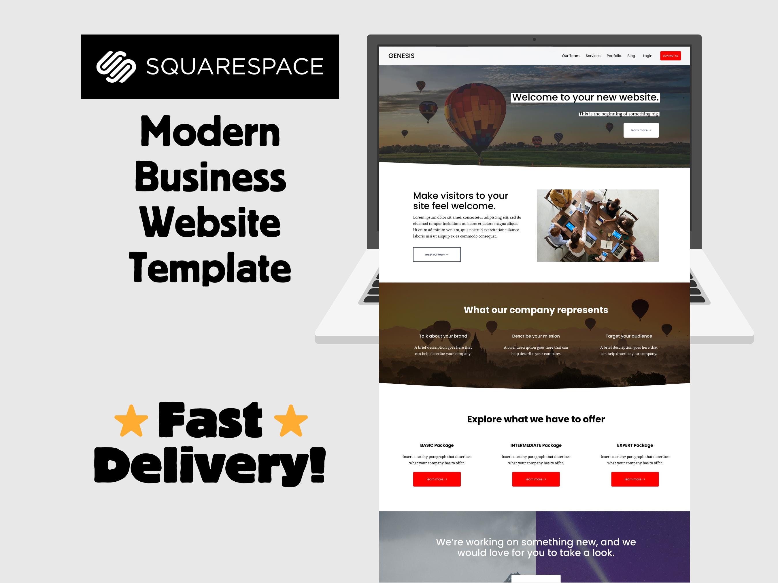 Squarespace Website Template: Modern Business Design, Customizable Layout
