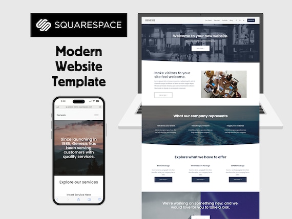 Modern Squarespace Website Template: Customizable Business Layout