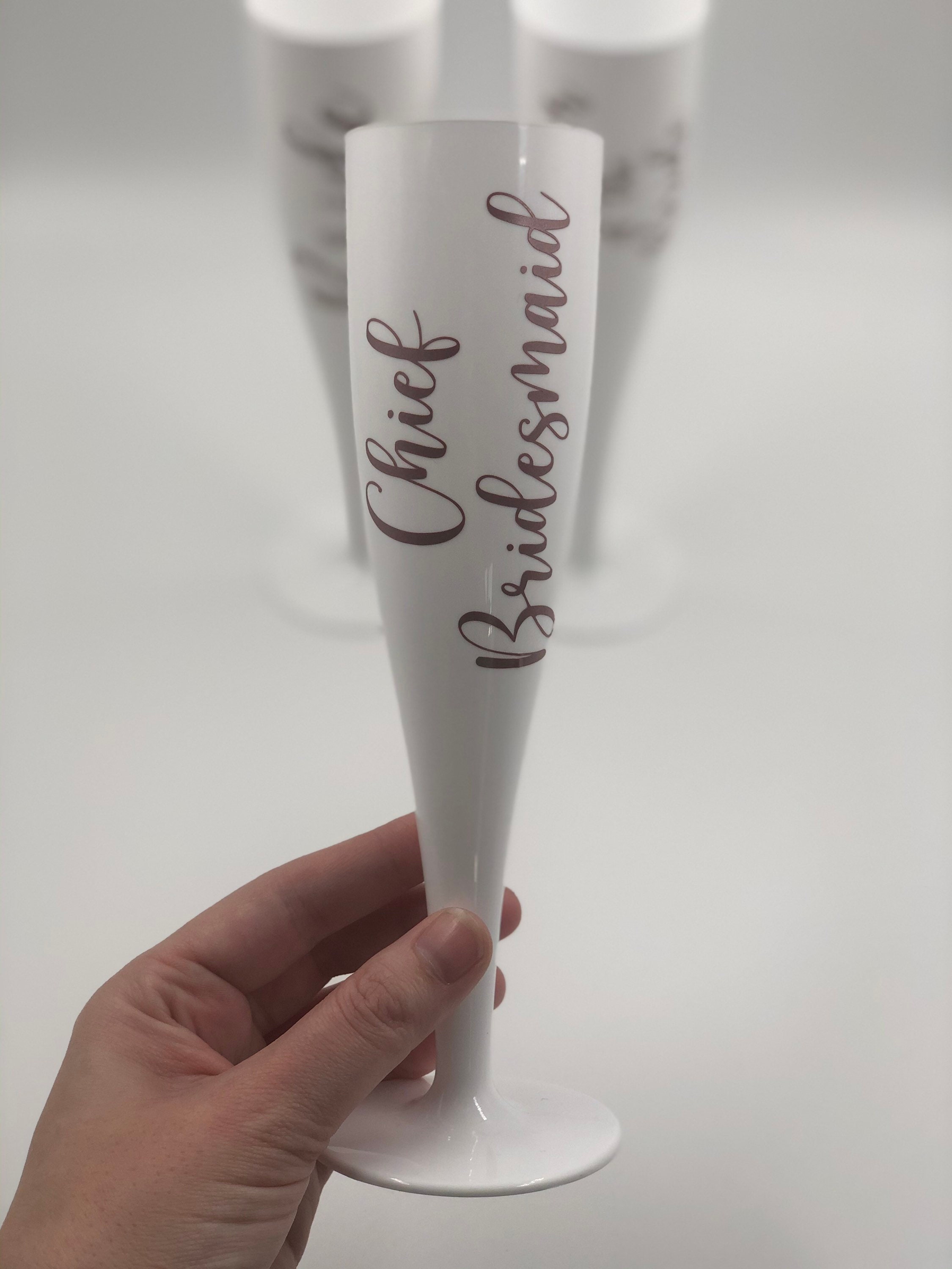 Flûte à champagne personnalisée Plastique blanc biodégradable