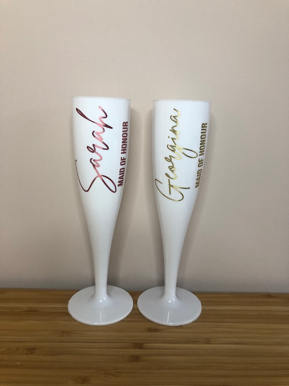 Plastic personalised cheap champagne flutes