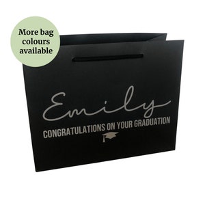 Personalised Graduation Luxury Gift Bag/ Bottle Bag - Any name - Various colours - Metallic vinyl lettering - End of Uni, Class of 2023