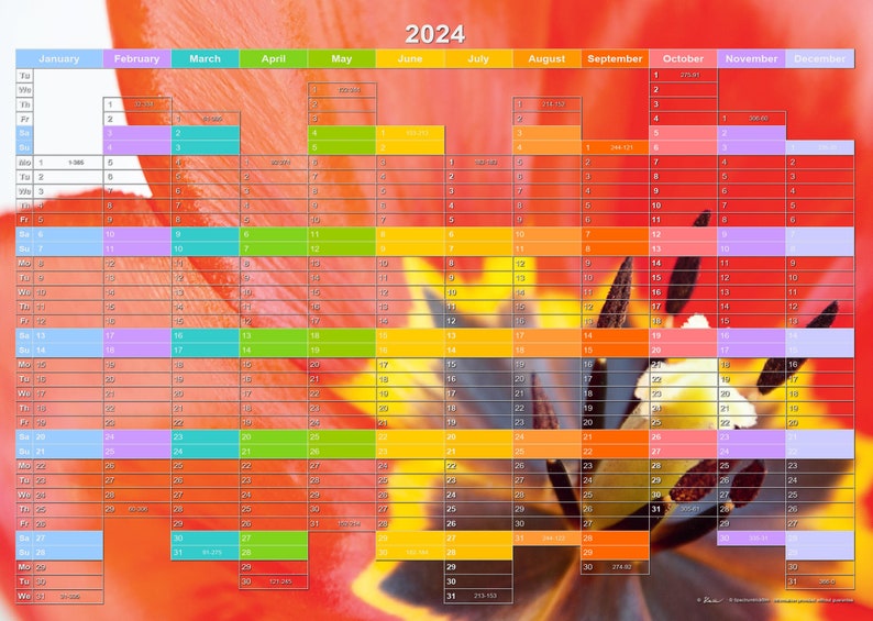 Annual Planner 2024 XXL, XL. Selfadhesive, Writable, Various Motifs, Extra Strong, Waterproof