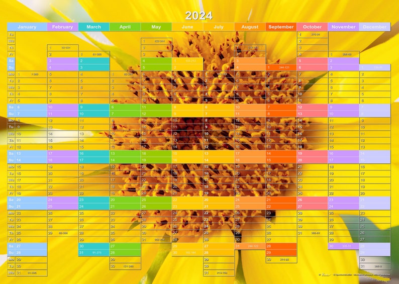 Annual Planner 2024 XXL, XL. Selfadhesive, Writable, Various Motifs, Extra Strong, Waterproof