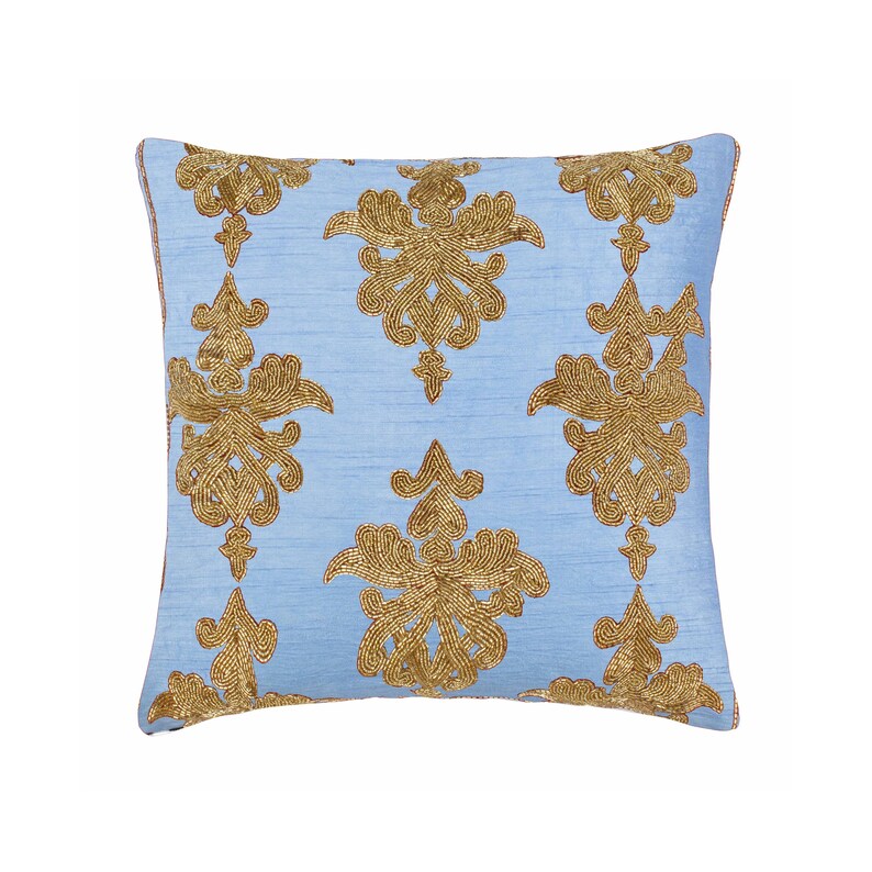 Designer Accent Pillow Cover Black Silk Floral Baroque Beaded Etsy