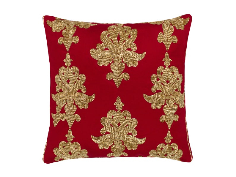 Designer Accent Pillow Cover Black Silk Floral Baroque Beaded Etsy