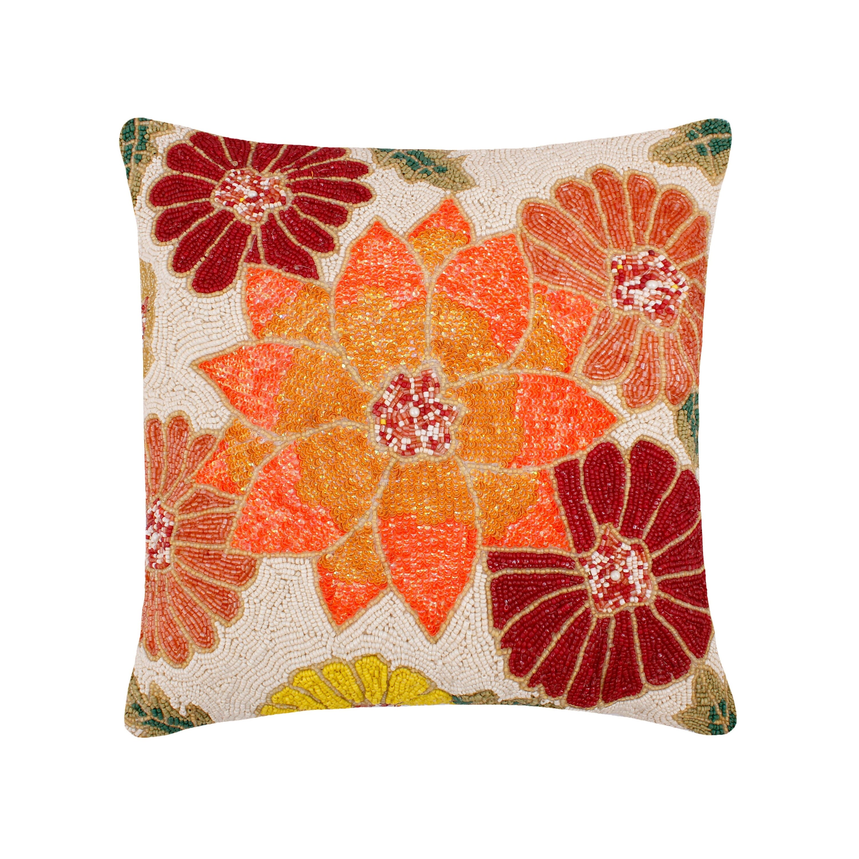 White Beaded Decorative Throw Pillow Cover for Couch 16x16 Etsy