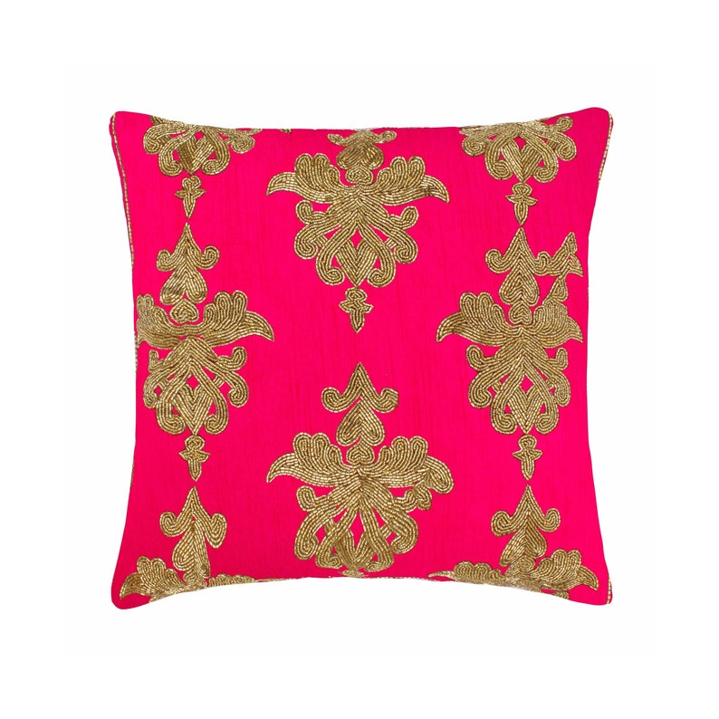 Designer Accent Pillow Cover Black Silk Floral Baroque Beaded Etsy