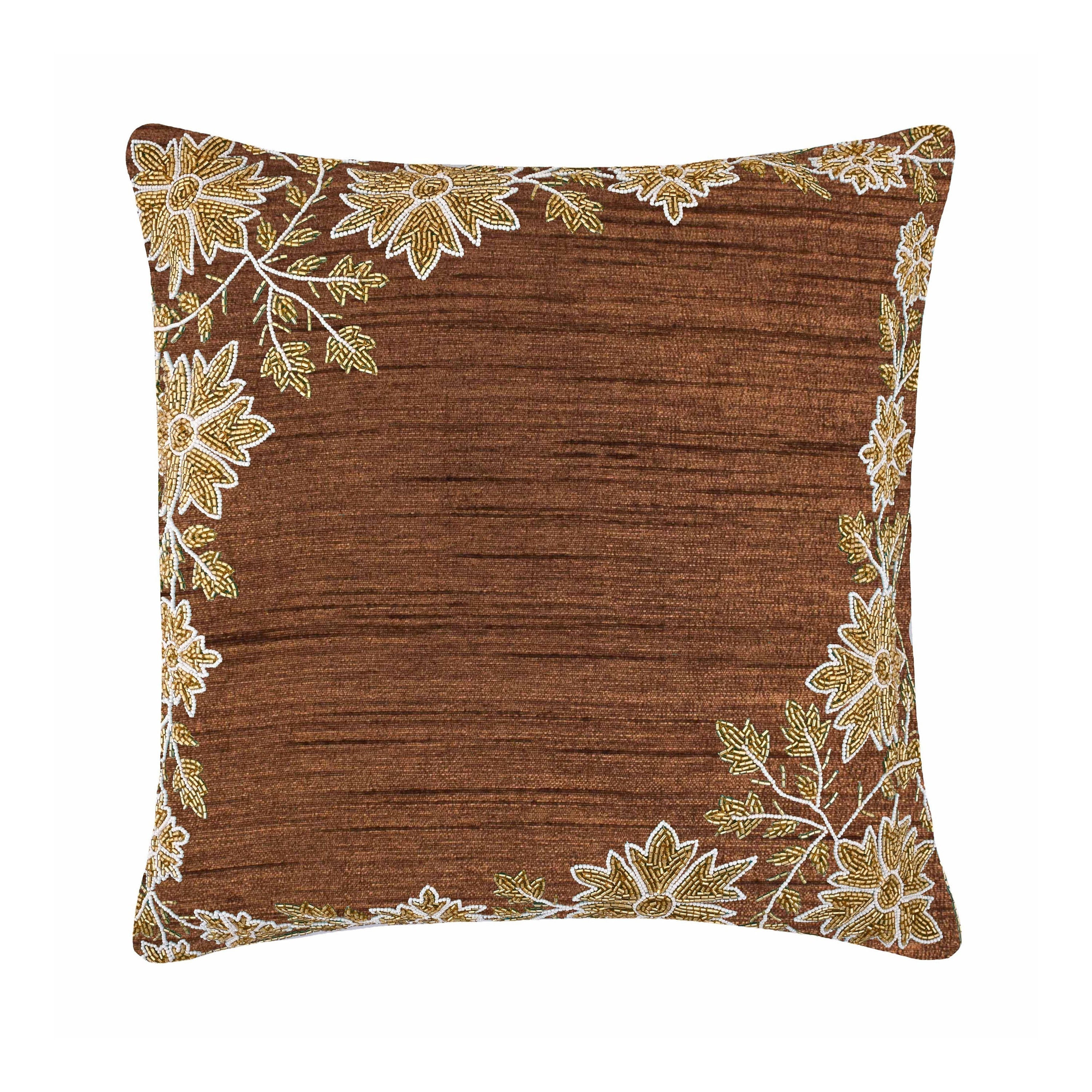 Red Floral Throw Pillow 16x16 Square Bed Throw Embroidered Etsy