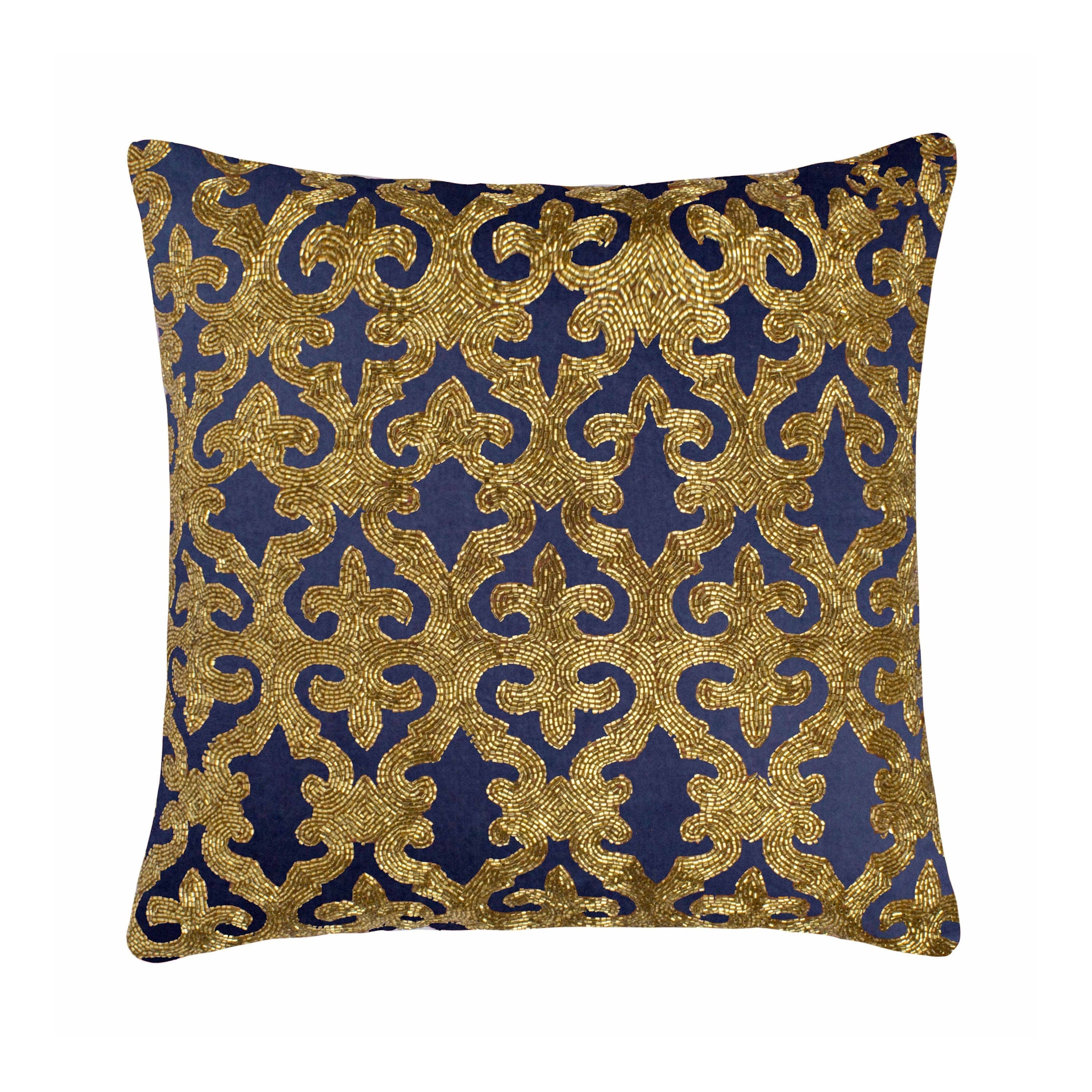 Navy Blue Decorative Euro Sham with Golden Embroidery Etsy