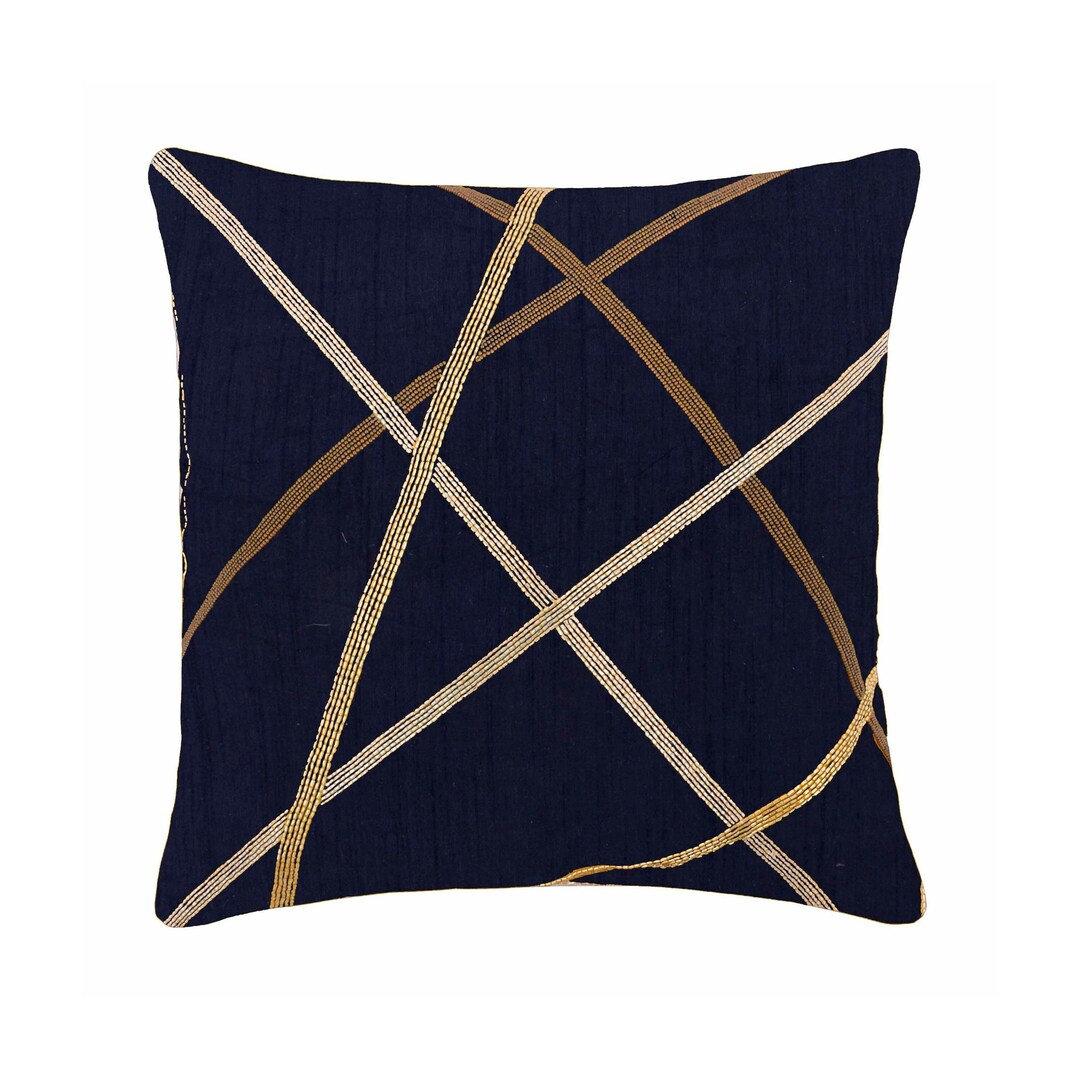 Navy Blue Bead Pillow Cover 16x16 for Living Room Couch Etsy