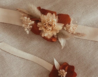 Dried flower bracelets SUMMER wedding accessories, other events. Bouquets, combs, crowns, buttonholes, bracelets, barrettes...