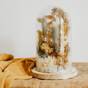 &quot;MILO&quot; bell interior decoration in dried flowers, mustard / beige / blue