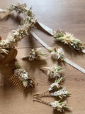 FOLK Collection: dried flower accessories for weddings and other events. Bouquets, wreaths, boutonnieres, bracelets, combs, and more.