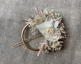 IRIS barrette accessory dried flowers wedding, baptism, communion, other events.