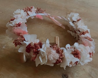 ROSA dried flower crown, wedding accessories, other events. Bouquets, combs, buttonholes, bracelets, crowns, barrettes..