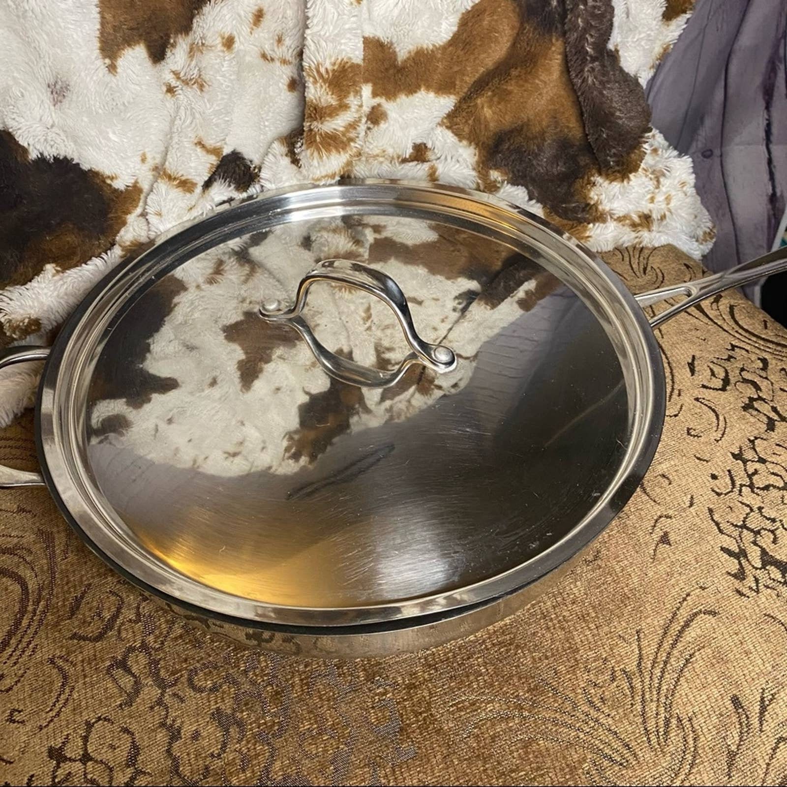 Hoffritz Platinum 12in Large Frying Pan with Lid Etsy