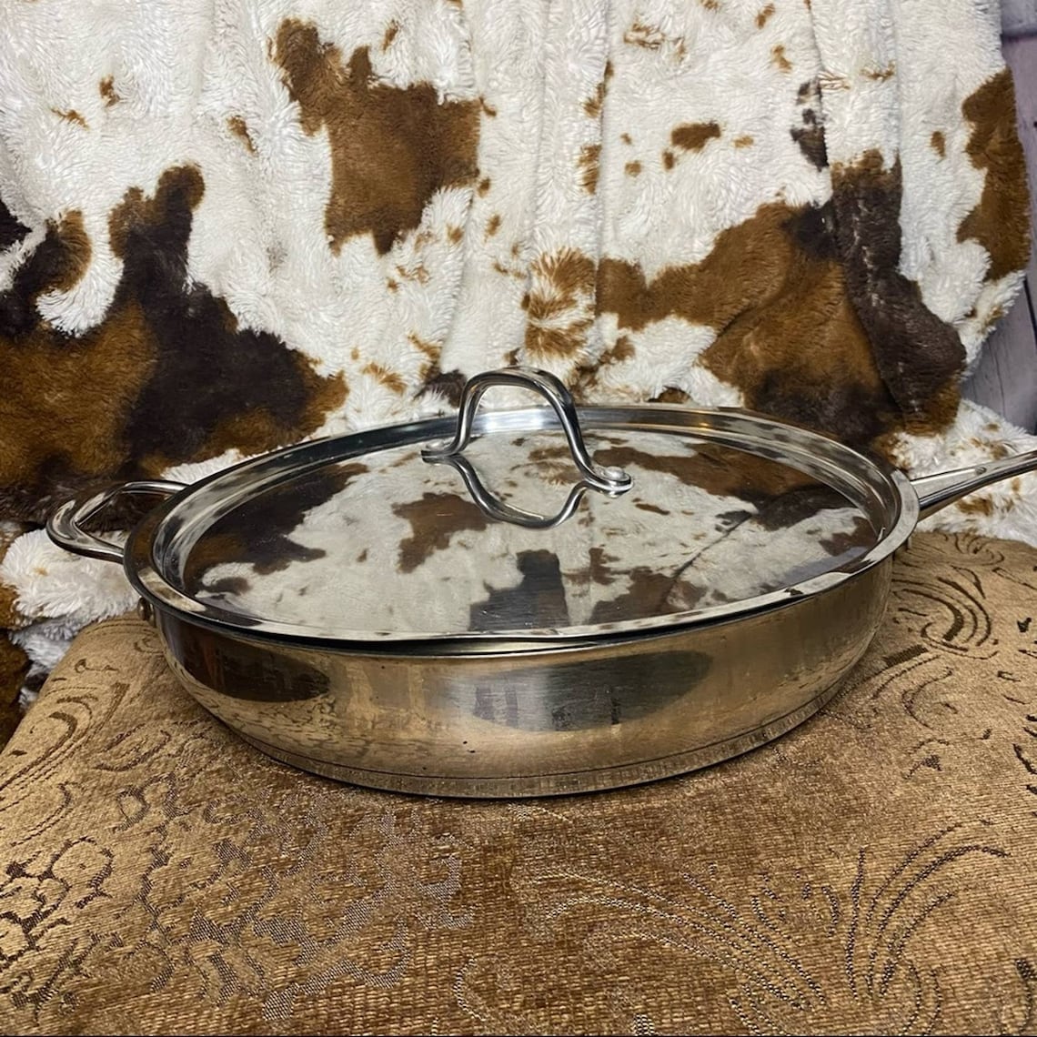 Hoffritz Platinum 12in Large Frying Pan with Lid Etsy