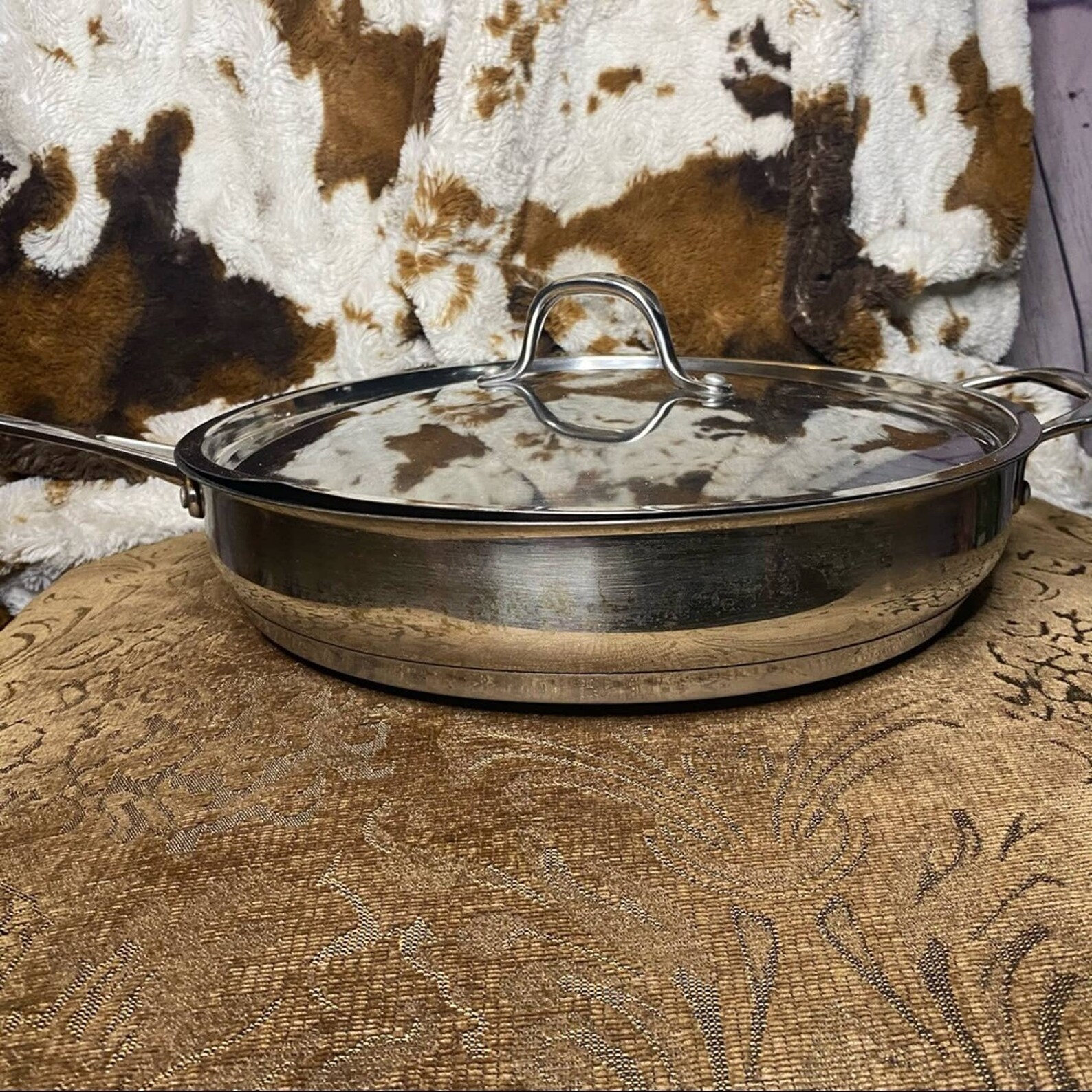 Hoffritz Platinum 12in Large Frying Pan with Lid Etsy