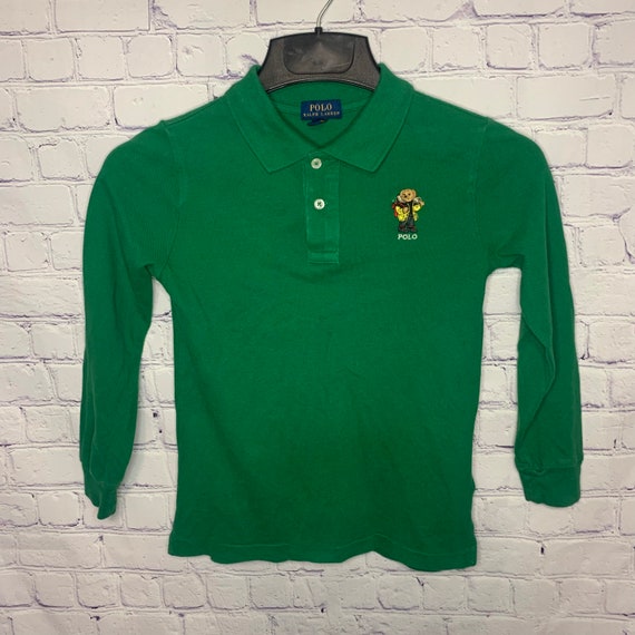 Vintage Polo Ralph Lauren Boys Green Long Sleeve … - image 1