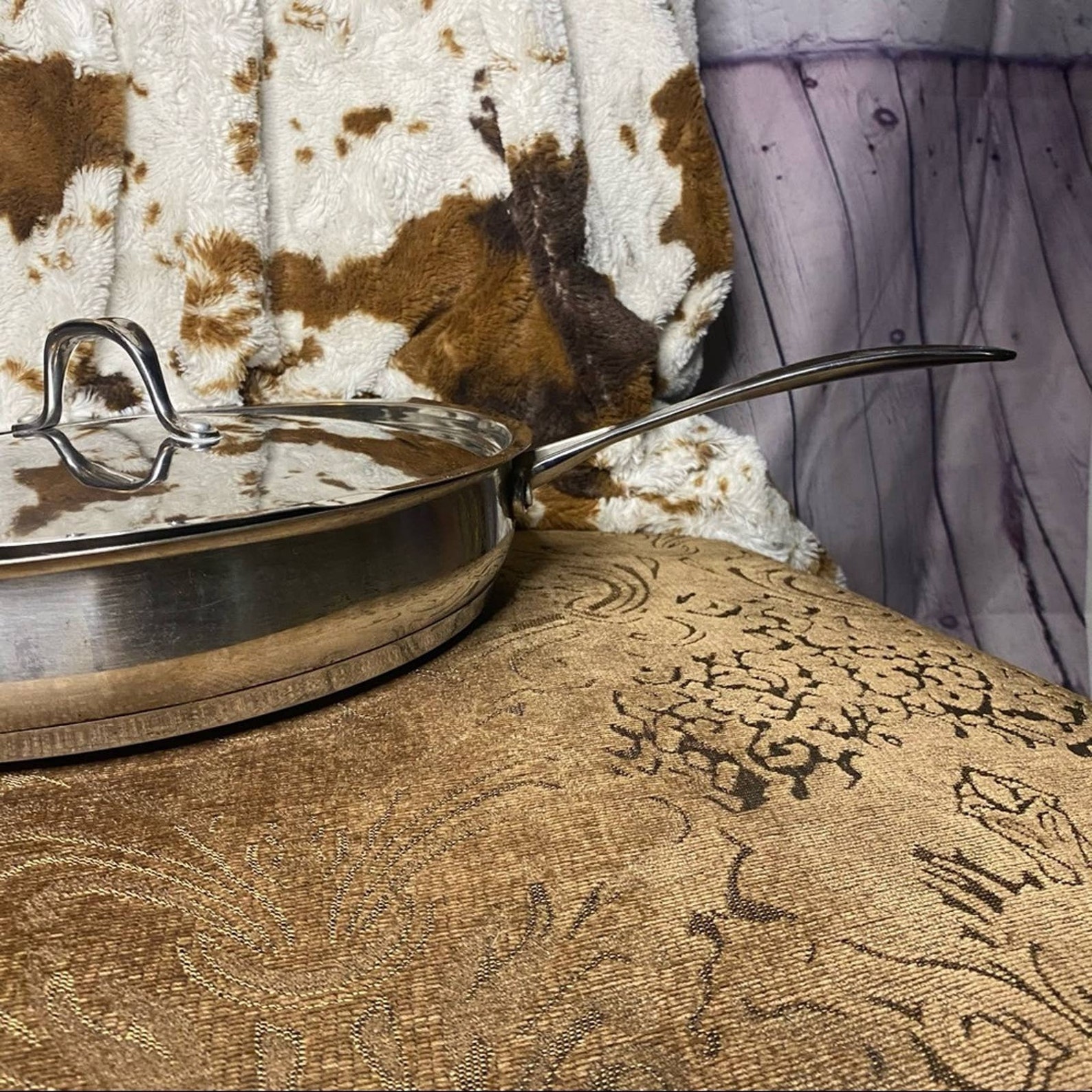 Hoffritz Platinum 12in Large Frying Pan with Lid Etsy