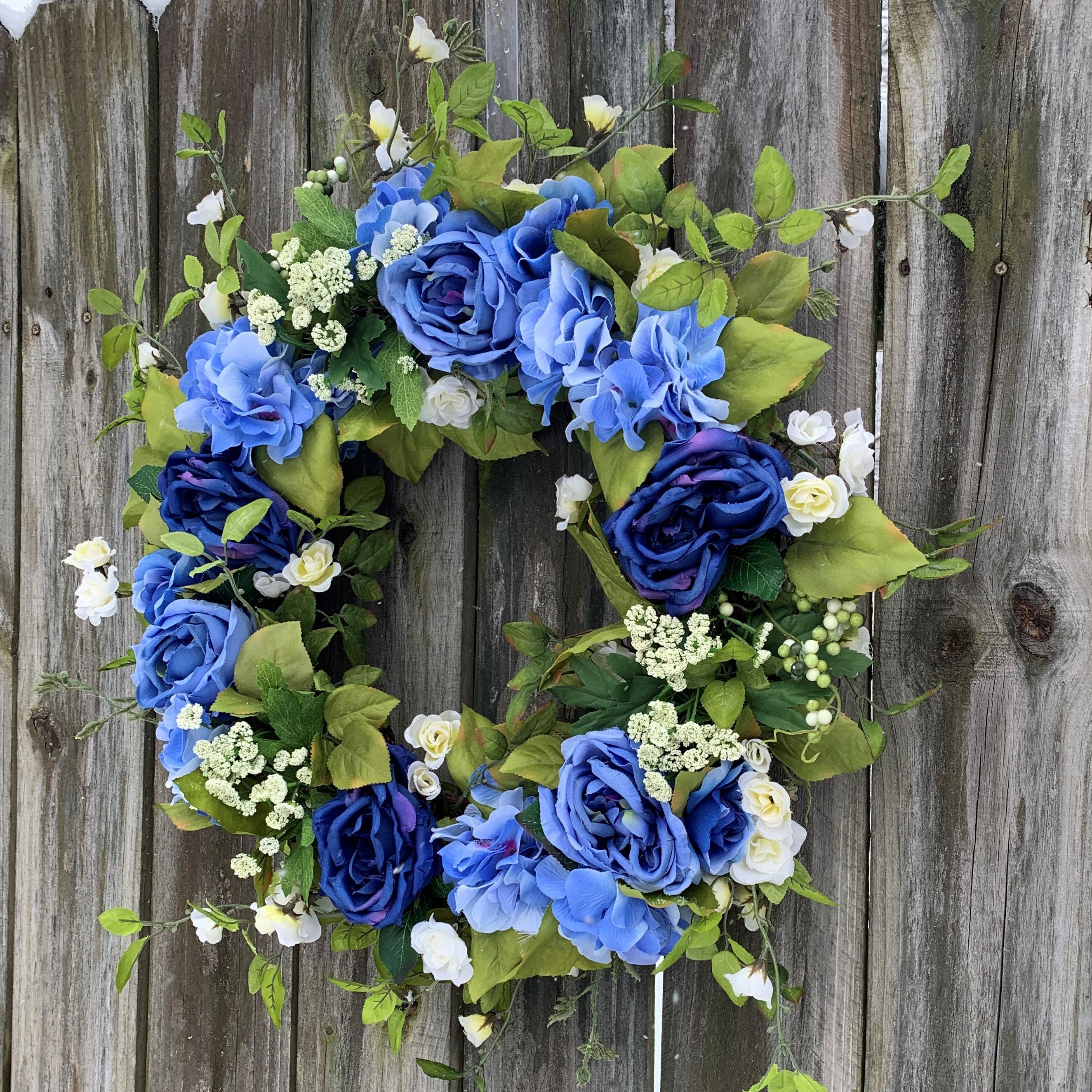 ドライフラワーのオーバルリース Blue Wreath ドライフラワーの
