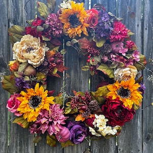 Fall wreath, sunflower, wreath, fall wreath for front door, autumn, wreaths, wreaths for front door