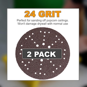 24 Grit Drywall Sanding Disc: 9"  for Popcorn Ceiling Removal  (2-Pack)