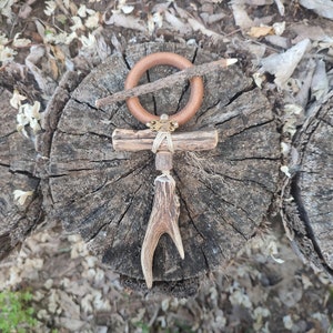 Handmade Hairpin / Dreadring size S. Deer antler & Wood