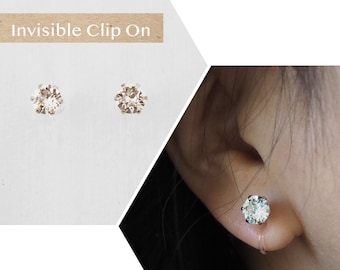 CHOOSE Your Closure • Invisible Clip On Earrings • Timeless 6mm Swarovski Crystal Stud Earrings • *Multiple Colours* • Everyday Classic