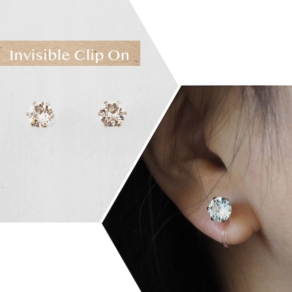 CHOOSE Your Closure • Invisible Clip On Earrings • Timeless 6mm Swarovski Crystal Stud Earrings • *Multiple Colours* • Everyday Classic