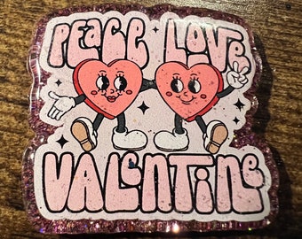 Pink Valentine’s badge reel peace love valentine