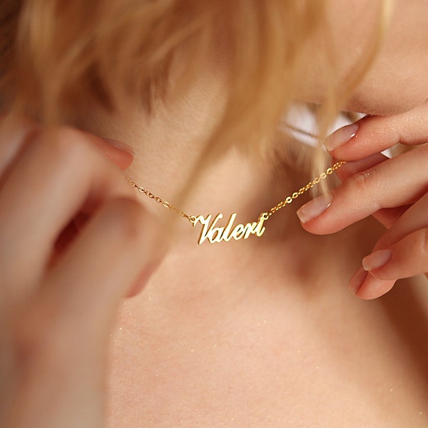 14K oro chapado collar de nombre personalizado, collar personalizado, joyería personalizada personalizada, collar de dama de honor, collar de nombre de bebé