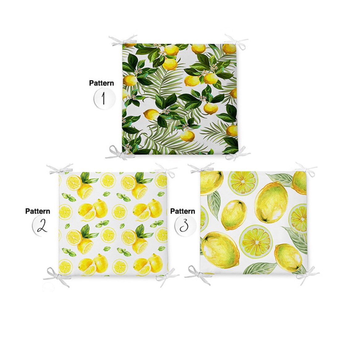 Lemon Seat Pads, Kitchen Decor, Lemon Chair Pads, Dining Chair Cushions