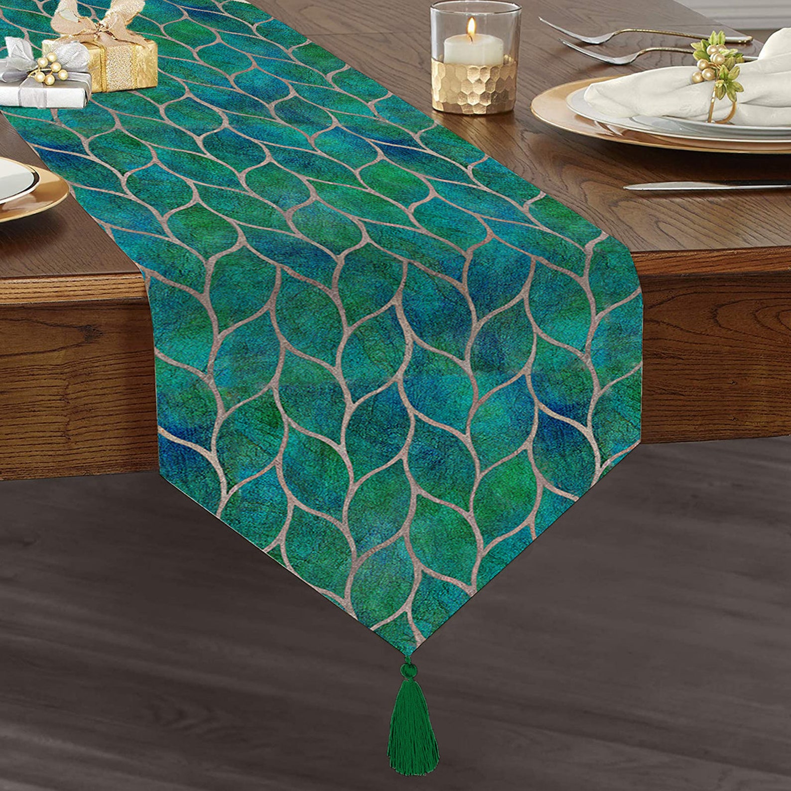 Modern Table Runner Green Dining Room Decor Special Design Etsy UK
