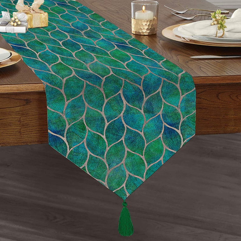 Modern Table Runner Green Dining Room Decor Special Design Etsy UK