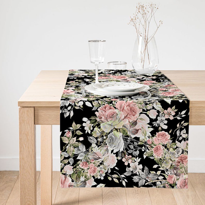 Flowers Table Runner , Housewarming Gift , Floral Pattern Table Runner, Gift for Mom, Special Design Home Decor , Decorative Runner image 4