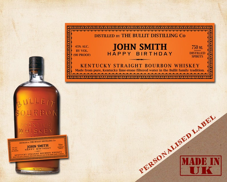 1x Personalised Kentucky Bourbon Whiskey Bottle Label Custom Etsy