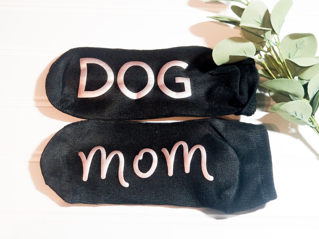 DOG MOM SOCKS No Show Socks Dog Mom Rescue Dog Black Etsy