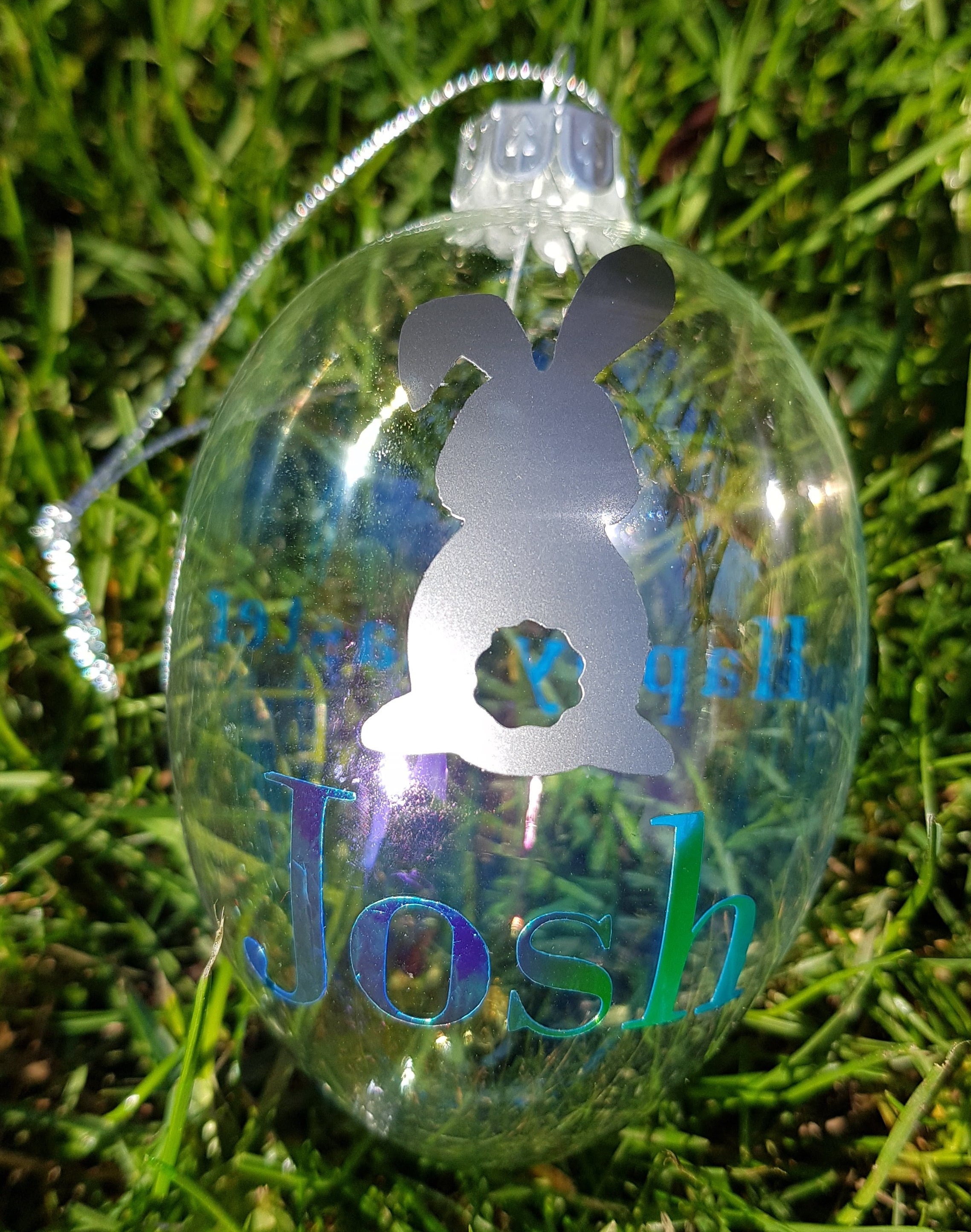 Glass Easter Egg Personalised Bauble Etsy
