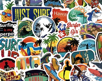 Stickers surf 50 pièces à utiliser sur les objets de tous les jours