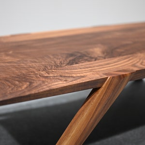 Mid Century Modern Coffee Table, Solid Walnut, Wood coffee Table, Engraved Signature Robert Berganza Handmade Home Decor, Rectangular image 2