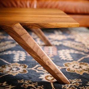 Mid Century Modern Coffee Table, Solid Walnut, Wood coffee Table, Engraved Signature Robert Berganza Handmade Home Decor, Rectangular image 9